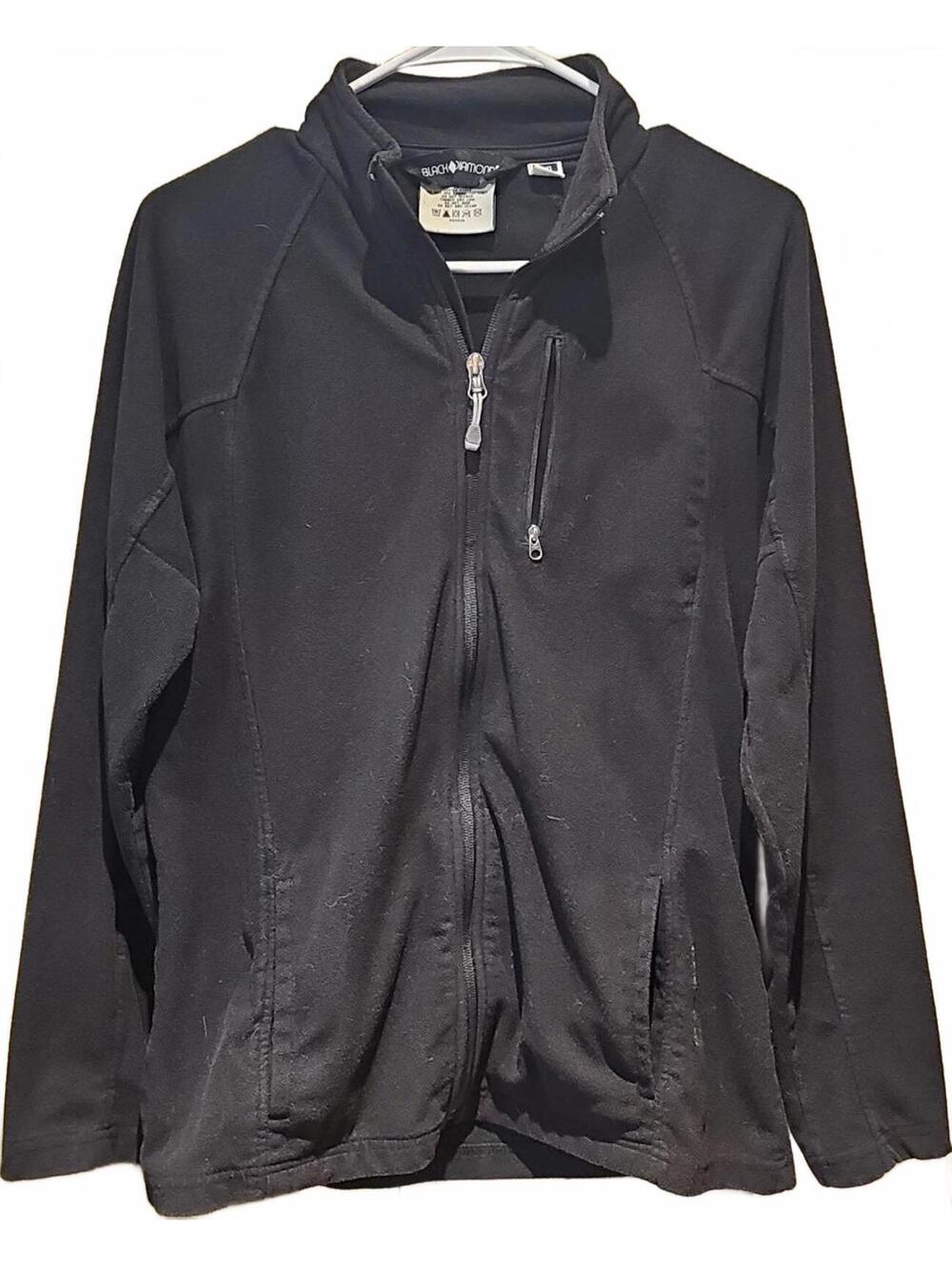 Black Diamond Jacket Women's Large Black Fleece Full Zip Pockets Ladies